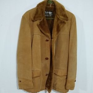 Heavy Tan Suede Leather Men's Jacket Size 42